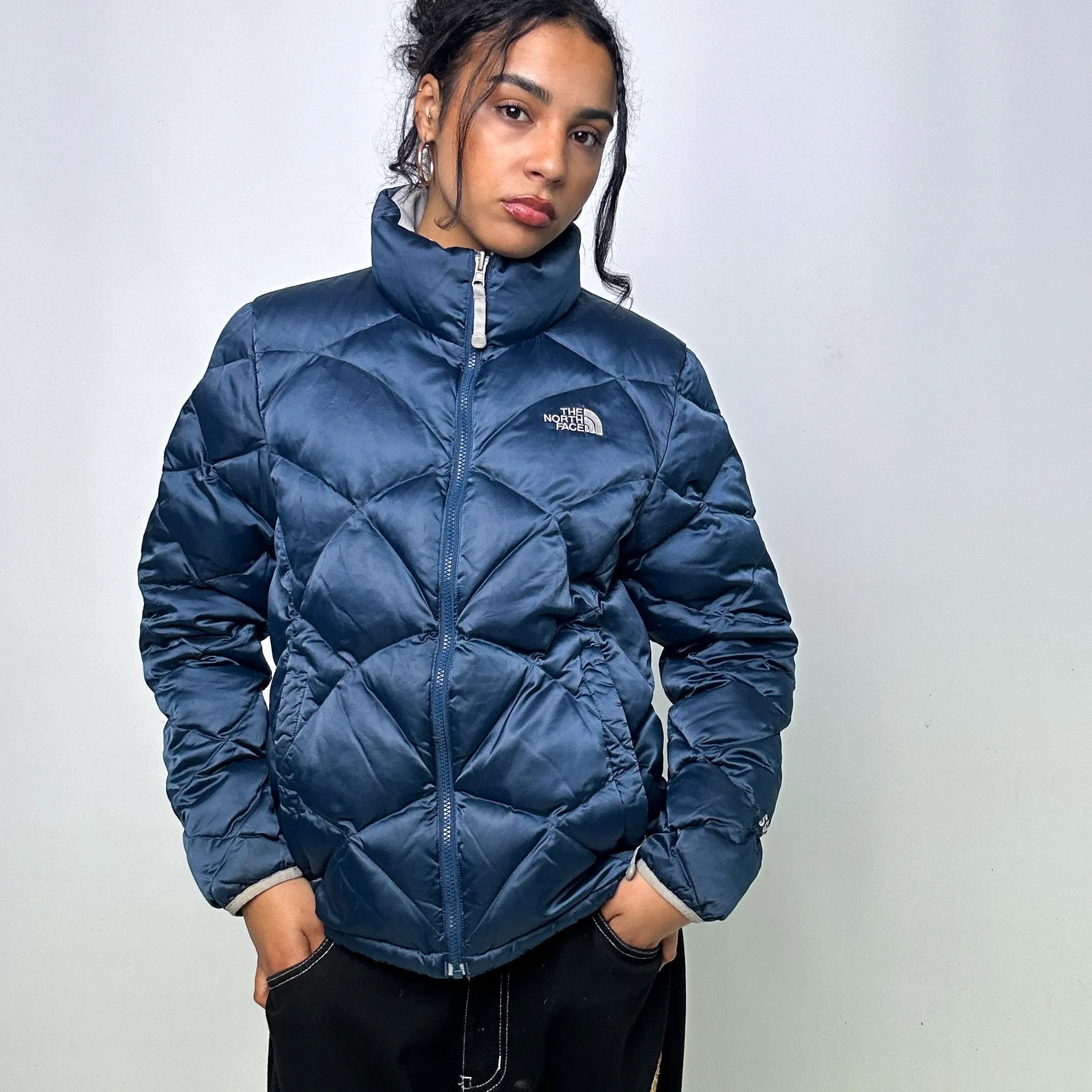 Navy Blue y2ks The North Face 550 Series Puffer Jacket Coat (L)