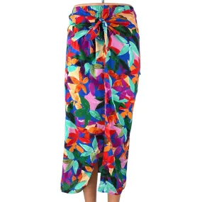 NEW Lulus Multicolor Floral Midi Maxi Straight Pencil Cover-up Wrap Skirt Sz XS