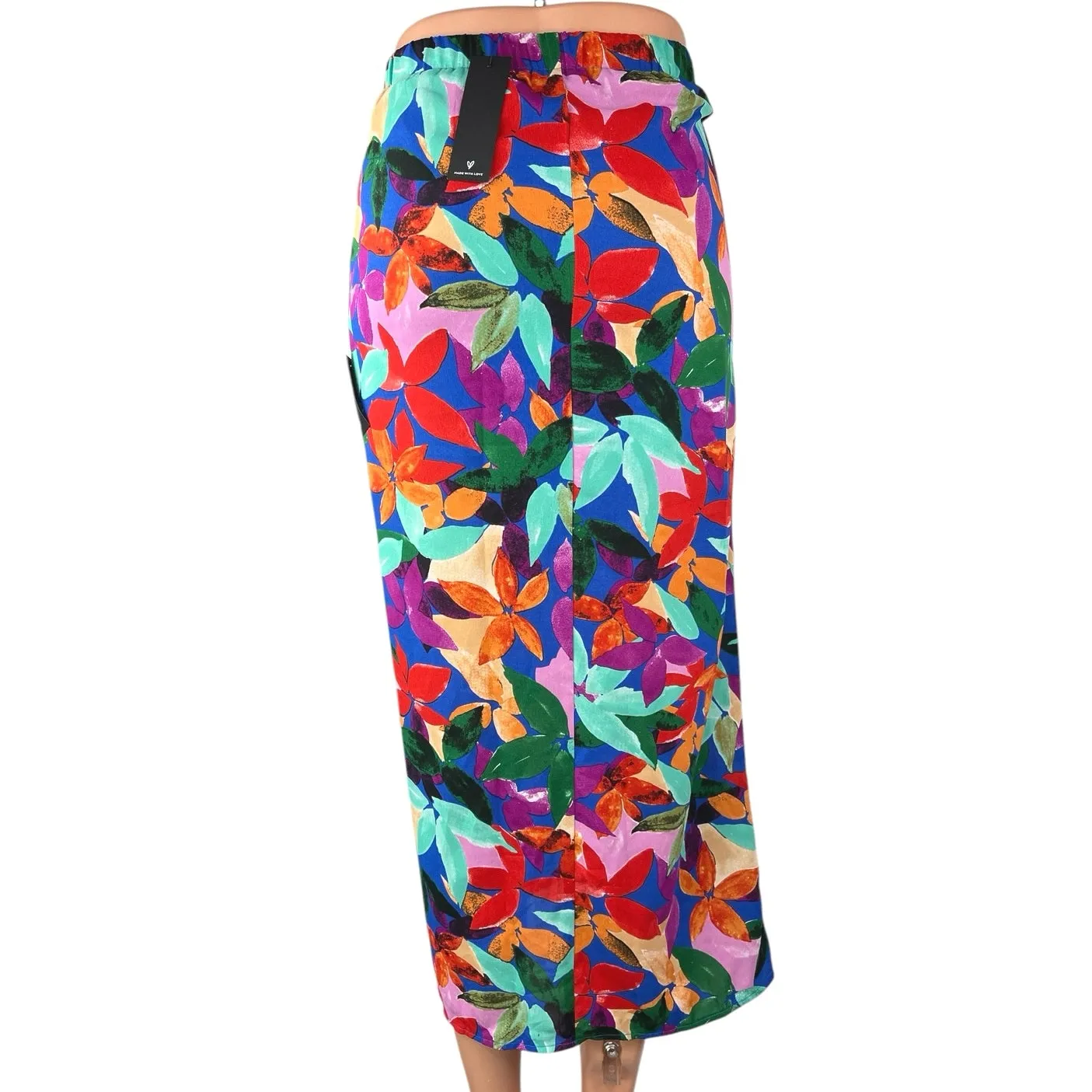 NEW Lulus Multicolor Floral Midi Maxi Straight Pencil Cover-up Wrap Skirt Sz XS