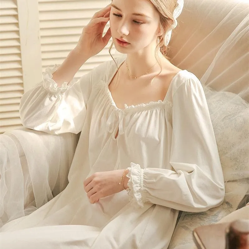 Nightgown Sleepwear Lady Spring Long Sleeve Nightdress Loose