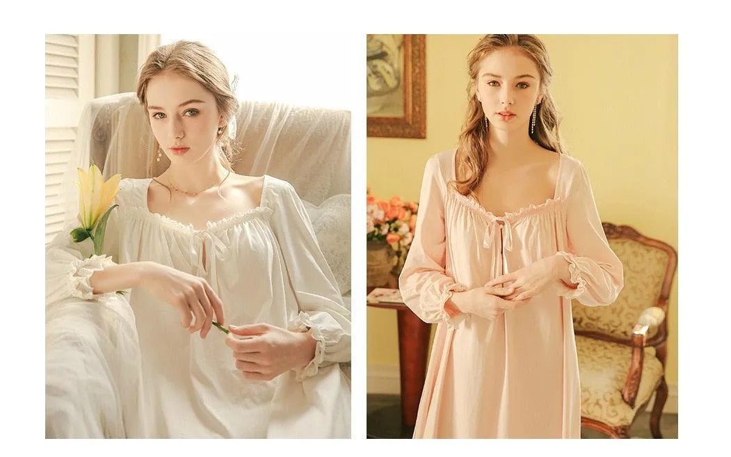 Nightgown Sleepwear Lady Spring Long Sleeve Nightdress Loose