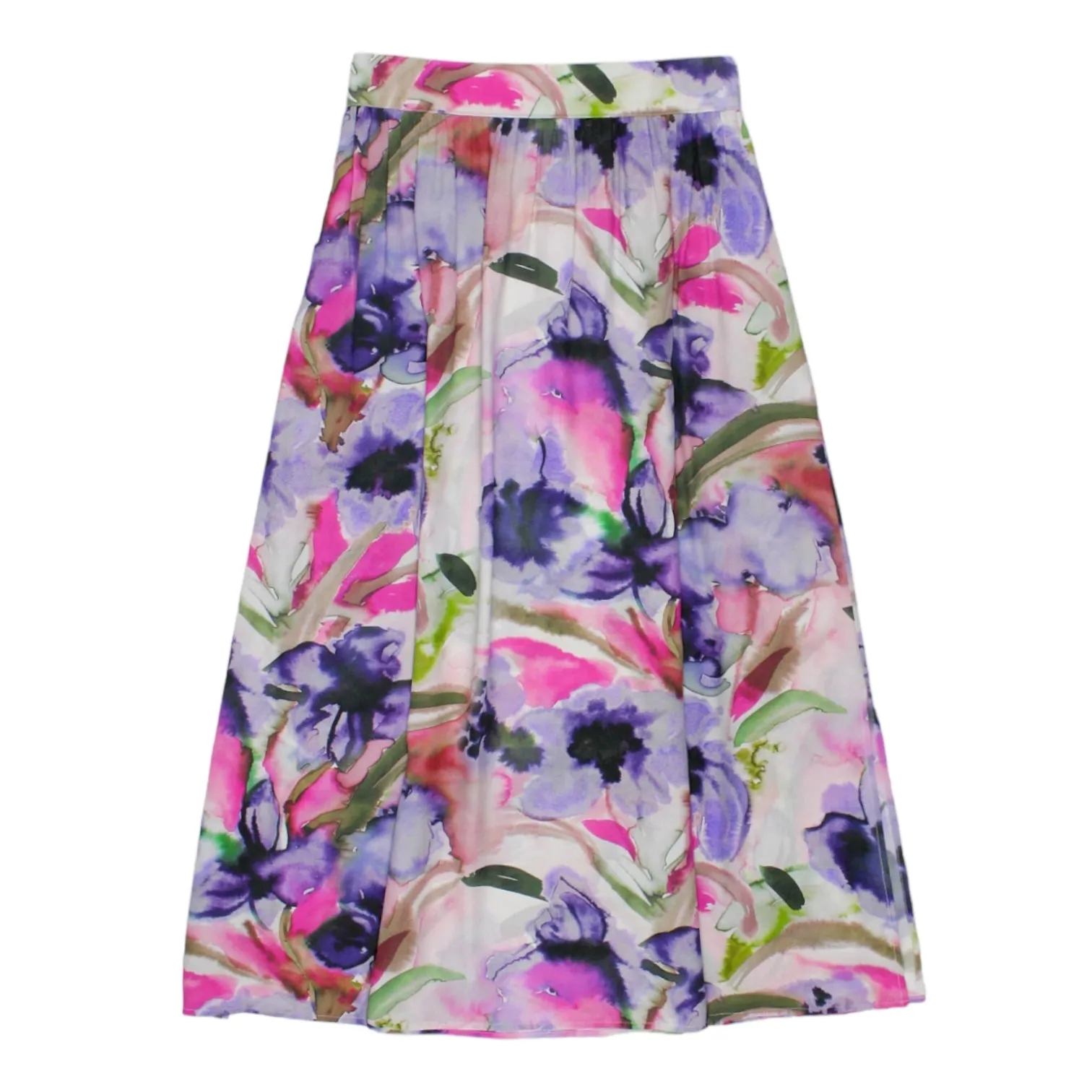 NRBY Pink Floral Silk Midaxi Skirt