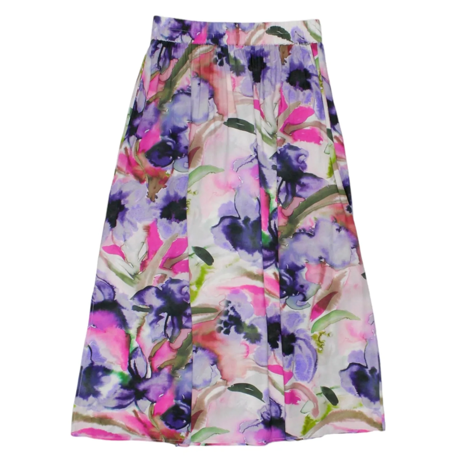 NRBY Pink Floral Silk Midaxi Skirt