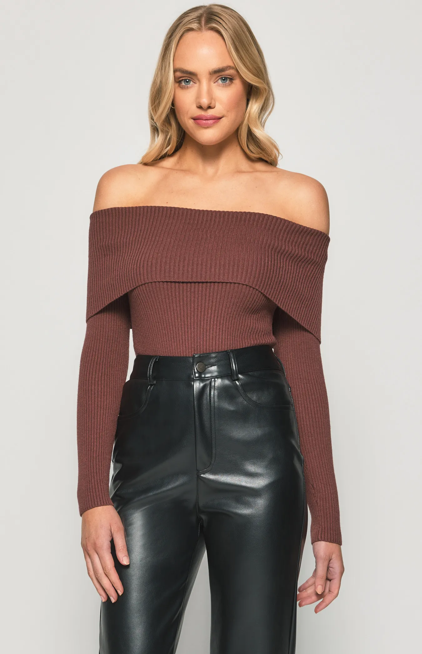 Off the Shoulder Knit Bodysuit (WKN240)