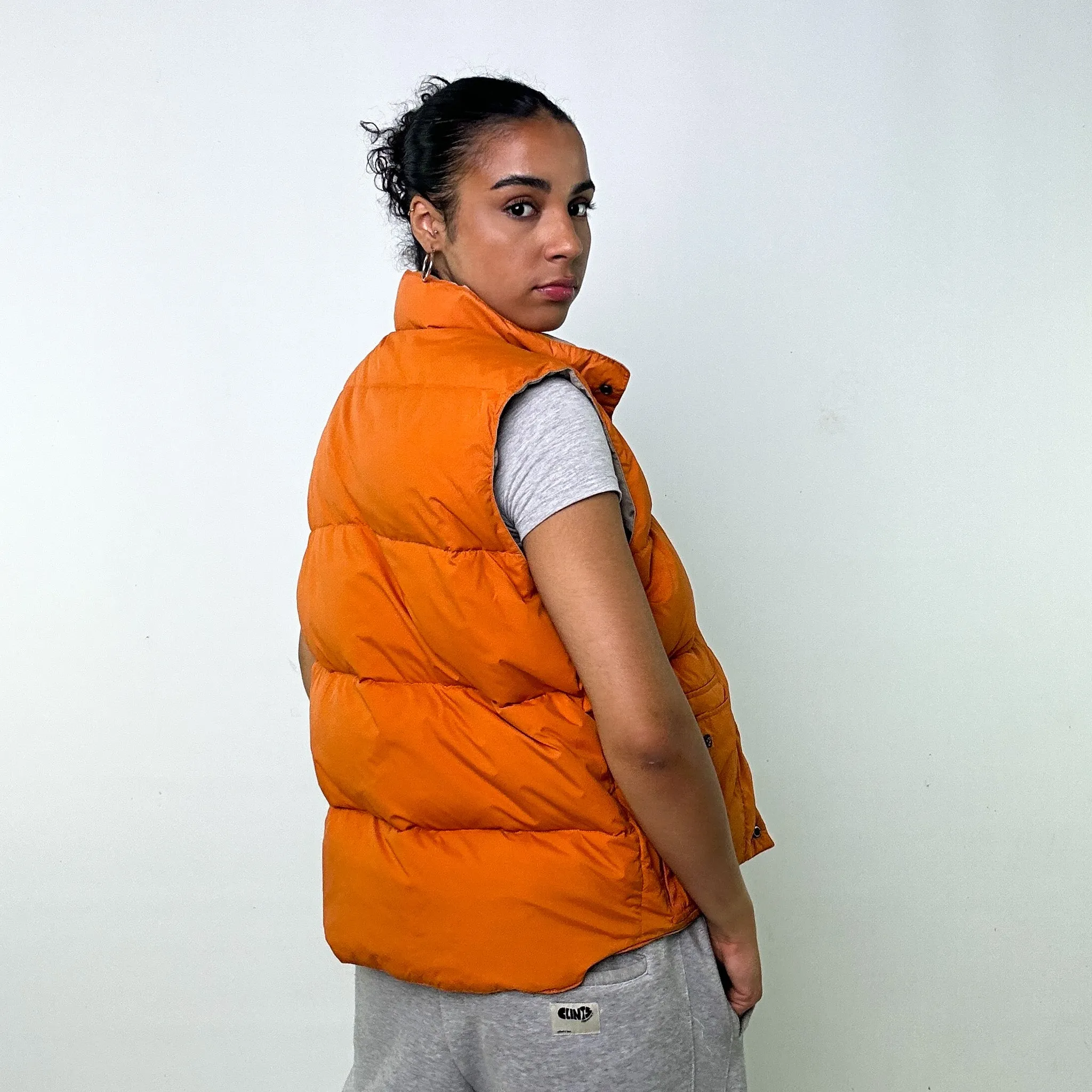 Orange / Beige Tan Reversible 90s Napapijri Puffer Jacket Coat Gilet (S)