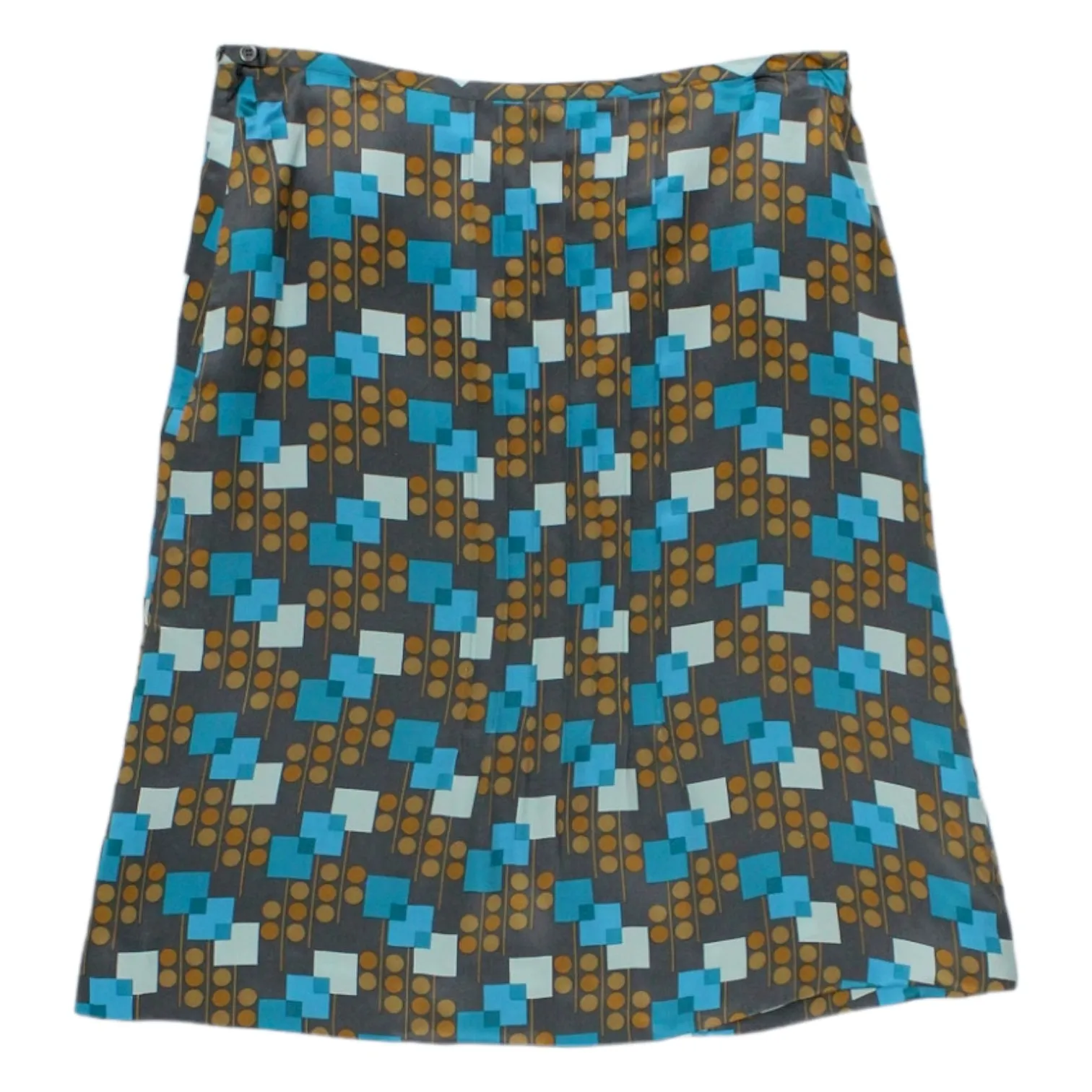 Orla Kiely Blue Square/Dot Silk Skirt