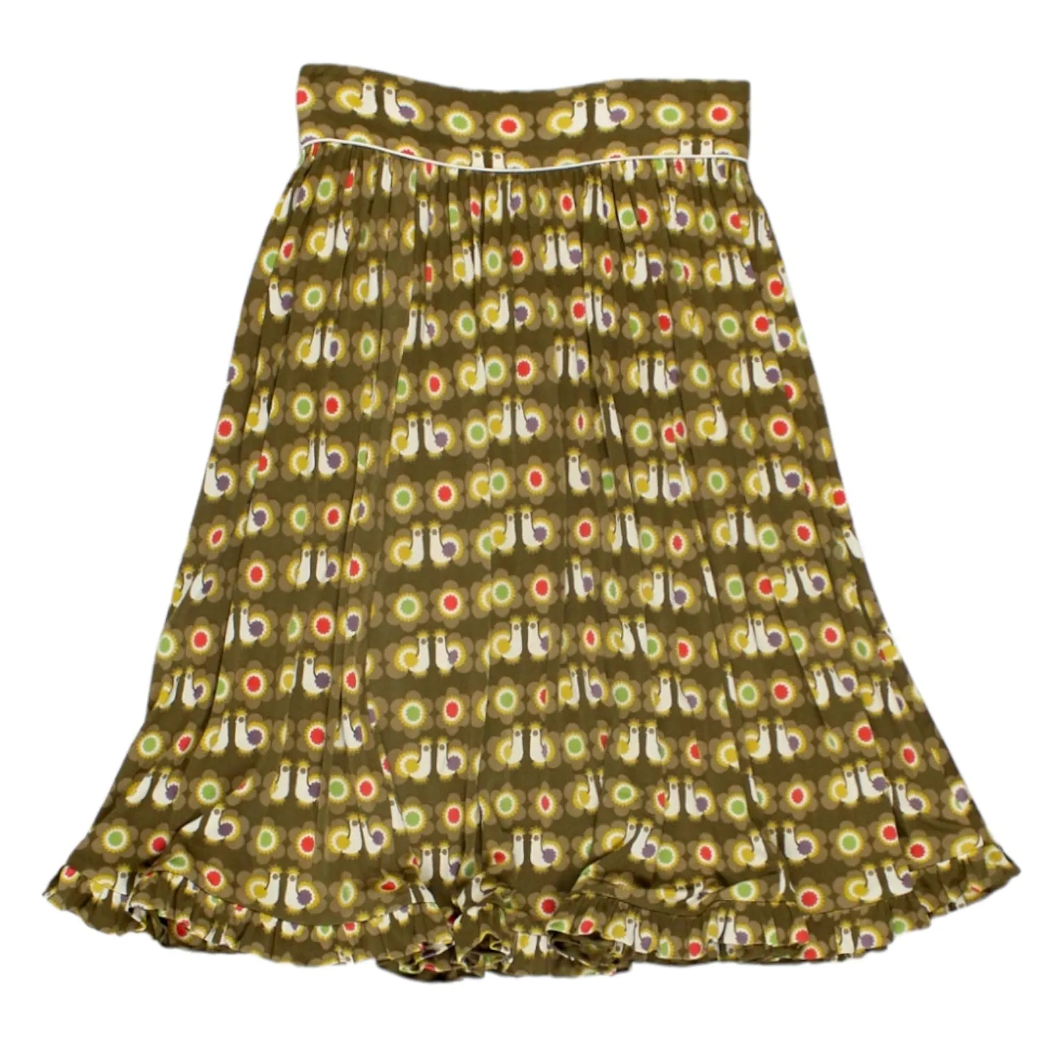 Orla Kiely Brown Bird Print Skirt