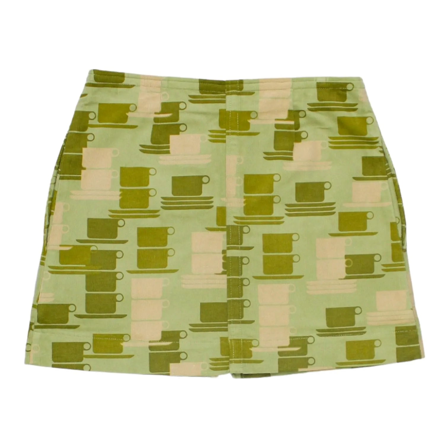 Orla Kiely Green Layered Cups Corduroy Mini Skirt