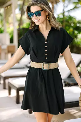 Out For The Day Black Belted Dress