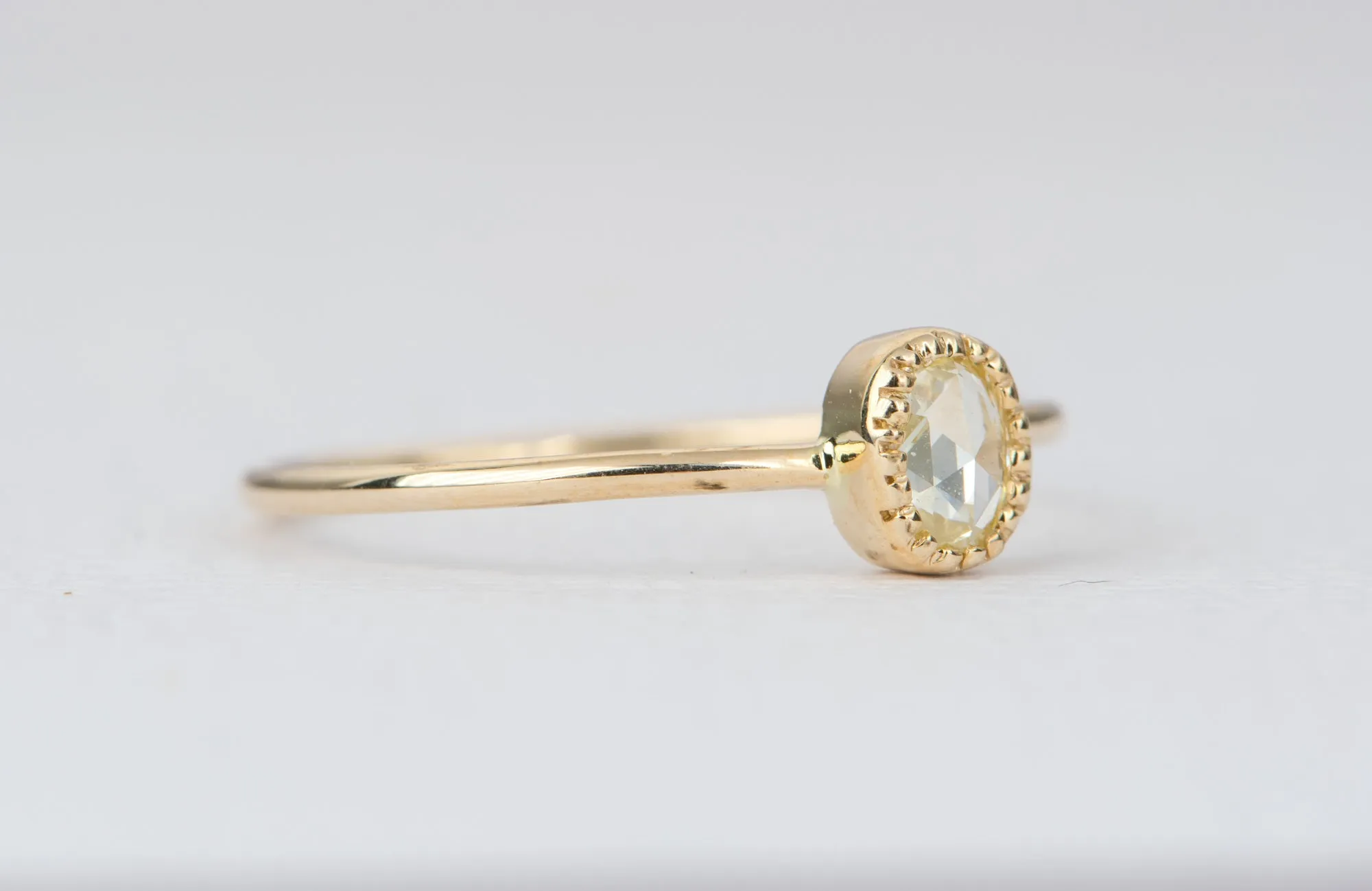 Oval Rose Cut Diamond 14K Yellow Gold Ring AD2353