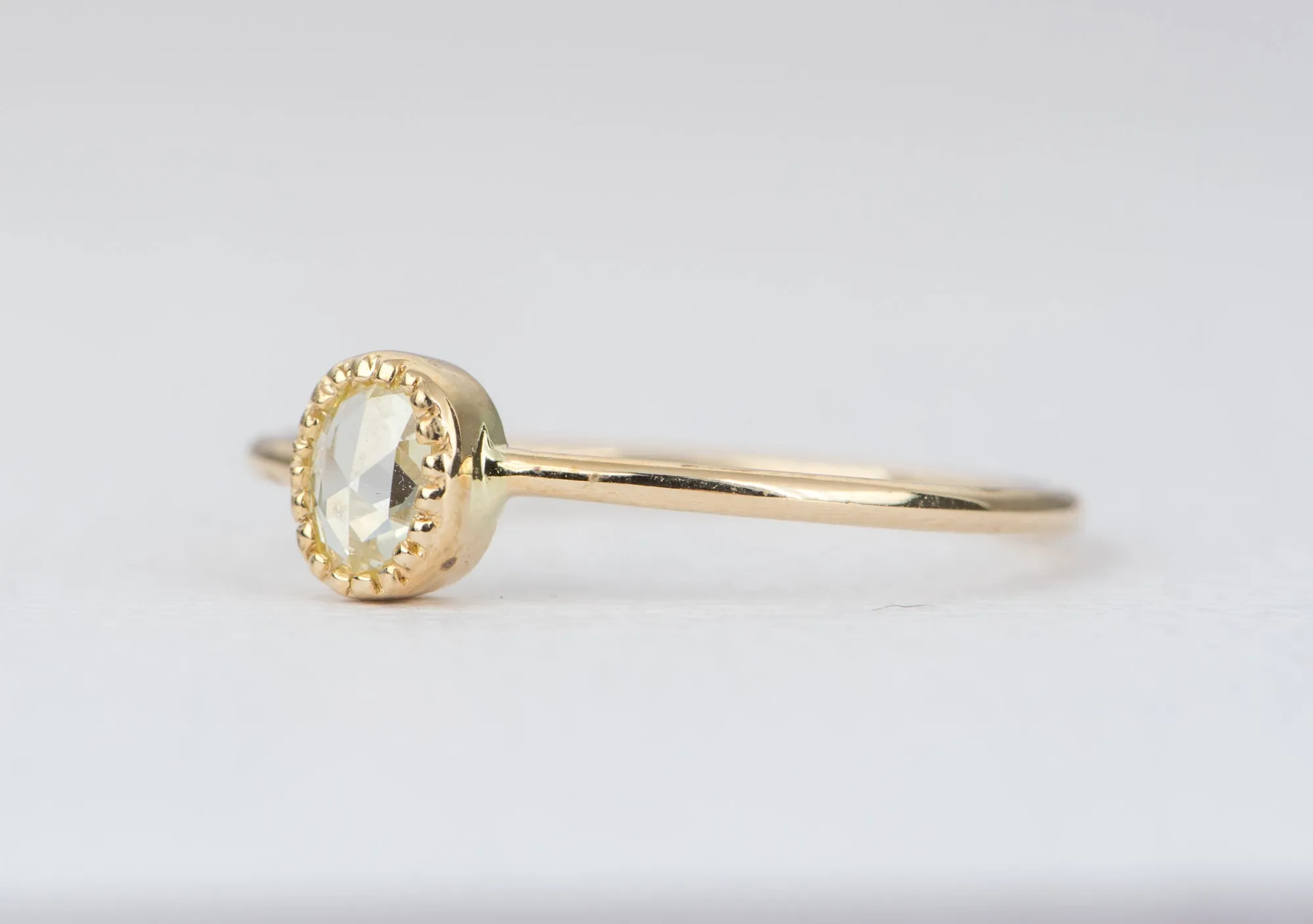 Oval Rose Cut Diamond 14K Yellow Gold Ring AD2353