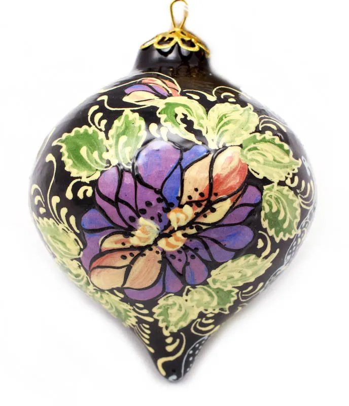 Pansies Tear Drop Ceramic Ornament