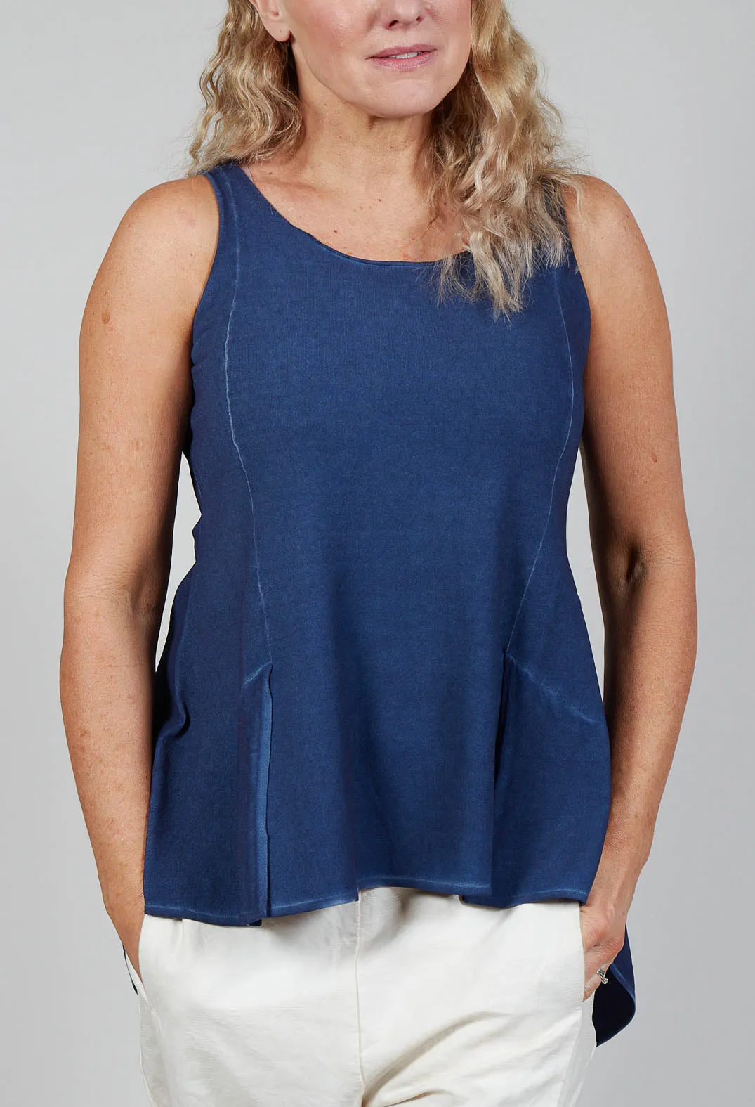 Peplum Vest in Enzian Cloud