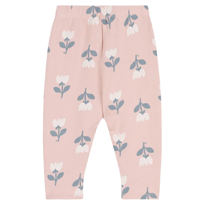 Petit Bateau Baby Sweatpants Saline Pink With Flower Print