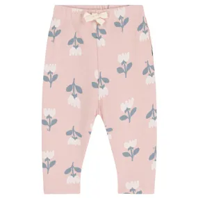 Petit Bateau Baby Sweatpants Saline Pink With Flower Print