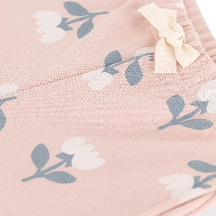 Petit Bateau Baby Sweatpants Saline Pink With Flower Print