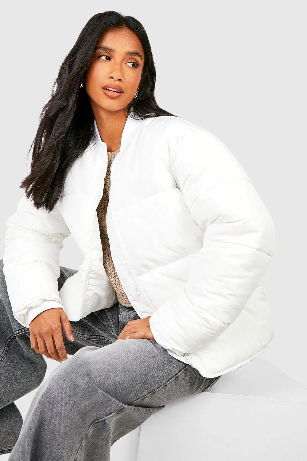 Petite Round Neck Puffer Jacket