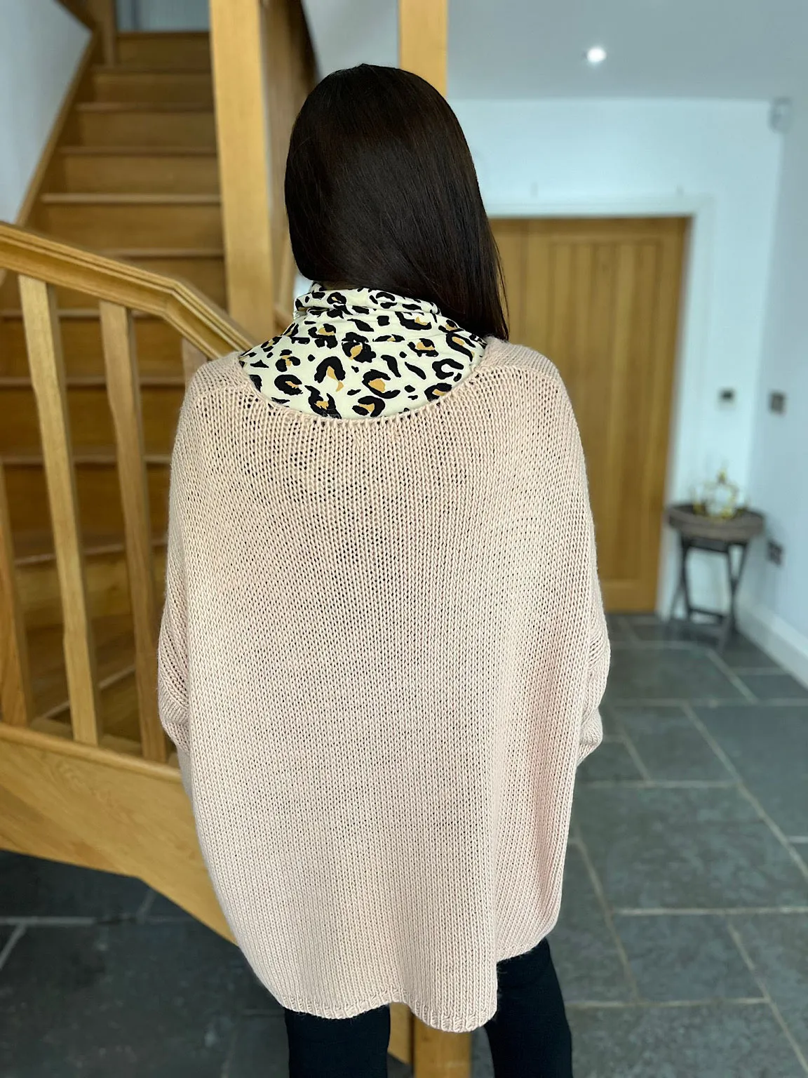 Pink V Neck Knitted Jumper Jessica