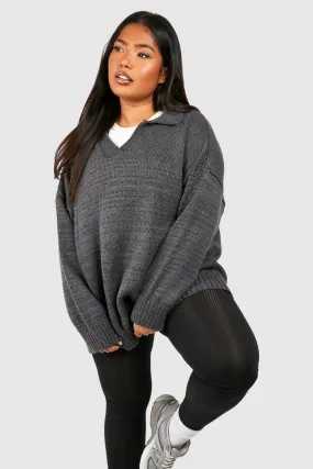 Plus Collared Oversized Sweater