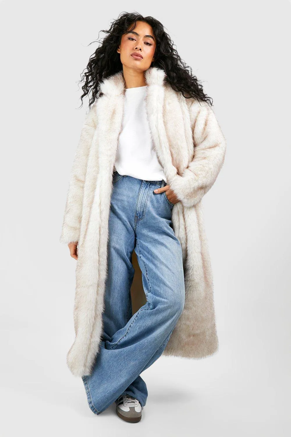 Premium Vintage Look Faux Fur Maxi Coat