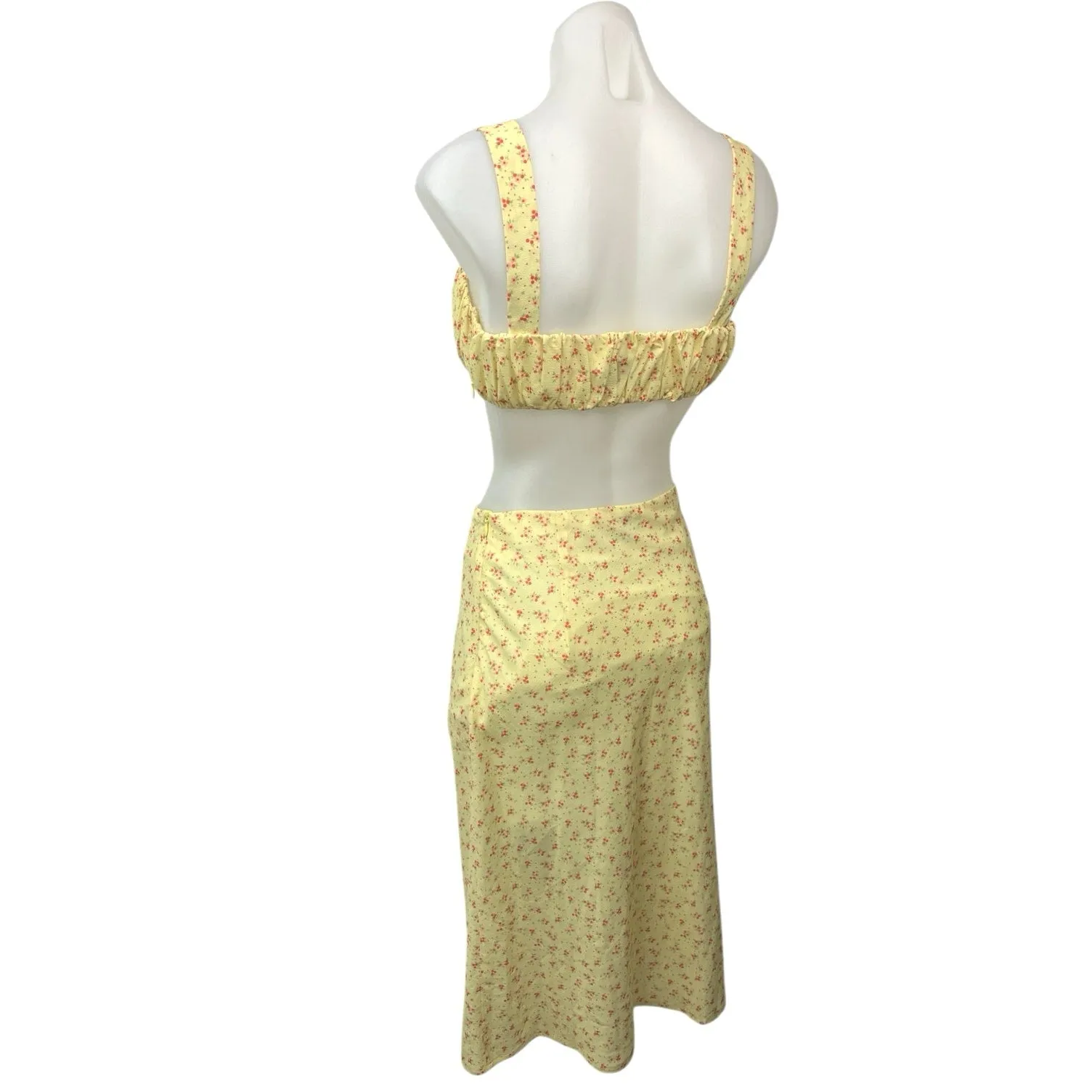 Princess Polly Lily Yellow Floral Print 2 Piece Crop Top & Skirt Matching Set 2