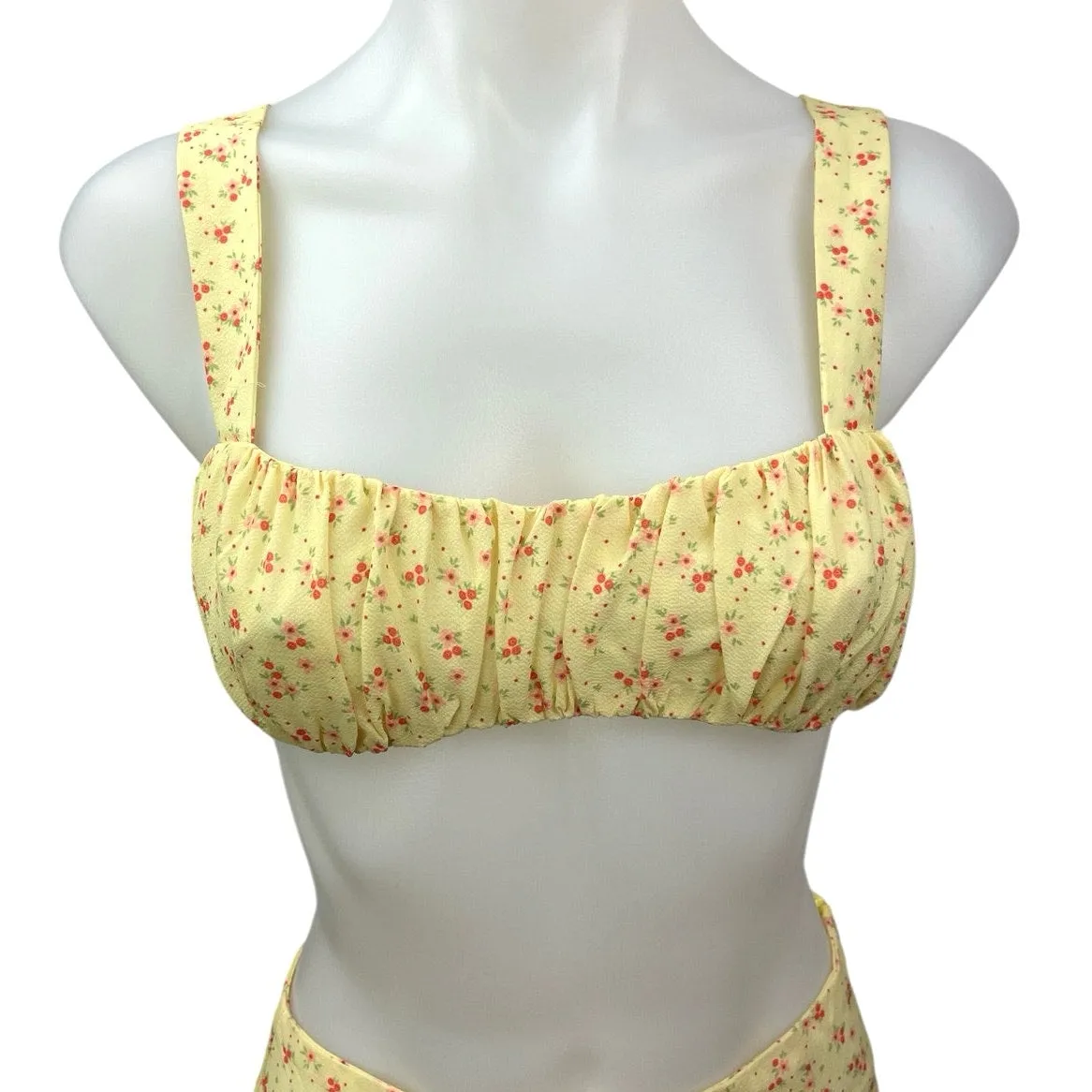 Princess Polly Lily Yellow Floral Print 2 Piece Crop Top & Skirt Matching Set 2