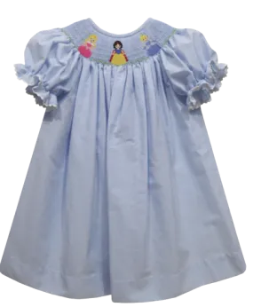 Princess Smocked Light Blue Check Short Sleeve Dress