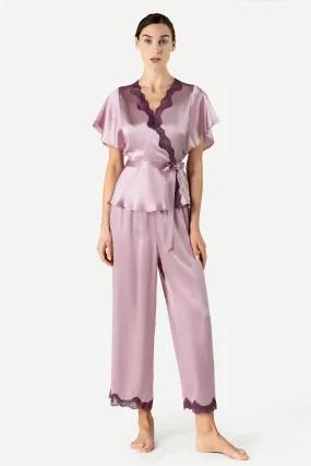 Raquel Feminine Lounge Wrapped Silk PJ Set