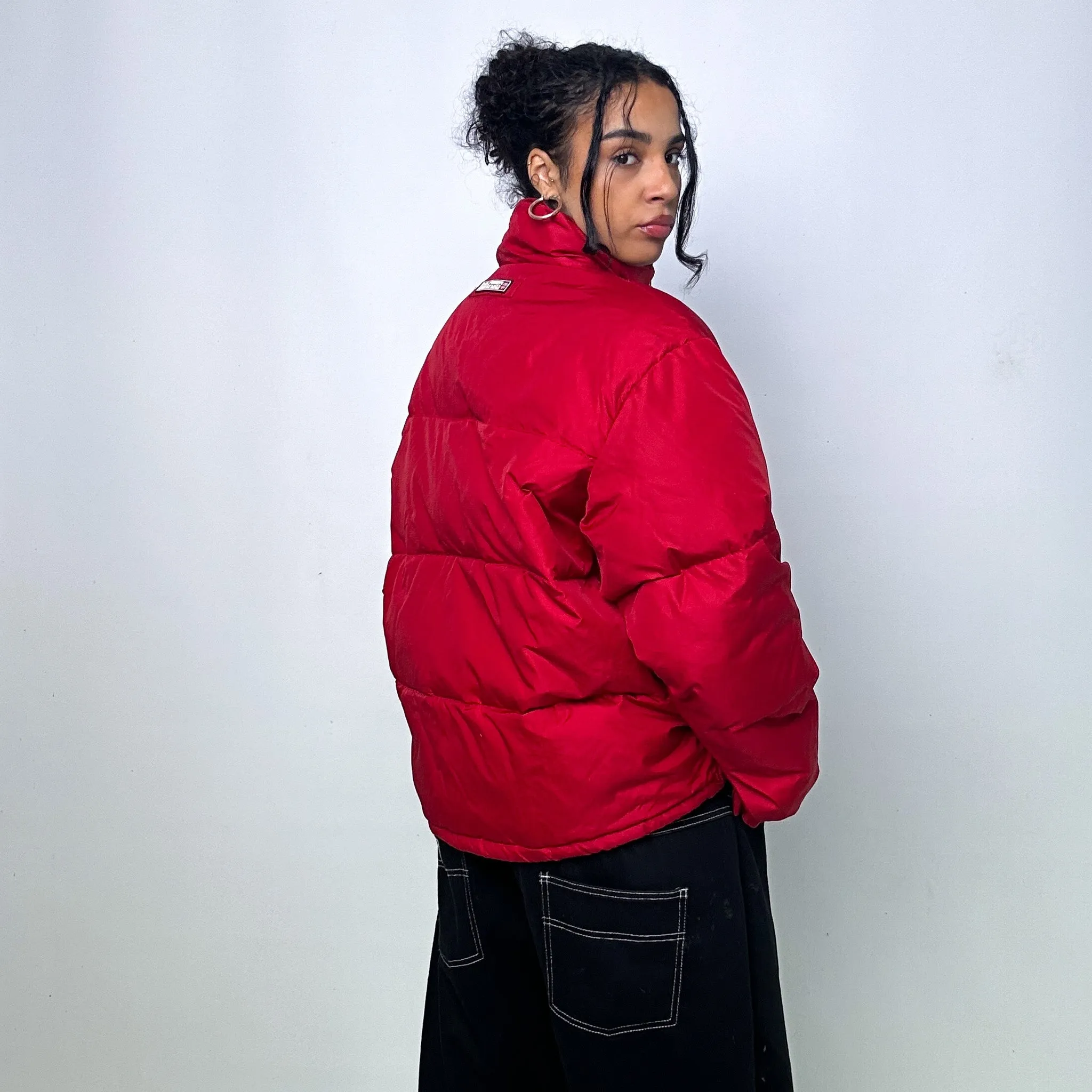 Red 90s Tommy Hilfiger Puffer Jacket Coat (L)