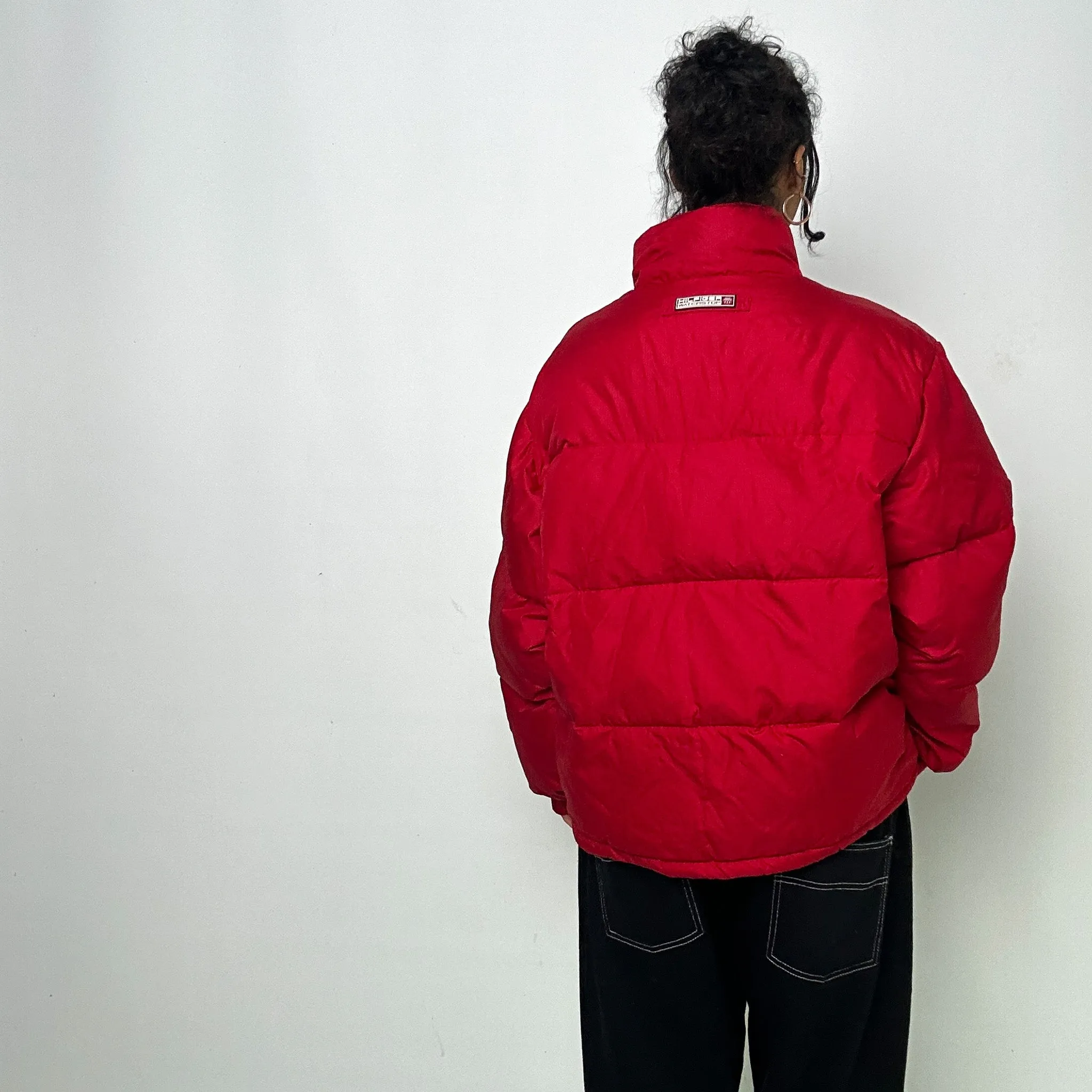 Red 90s Tommy Hilfiger Puffer Jacket Coat (L)