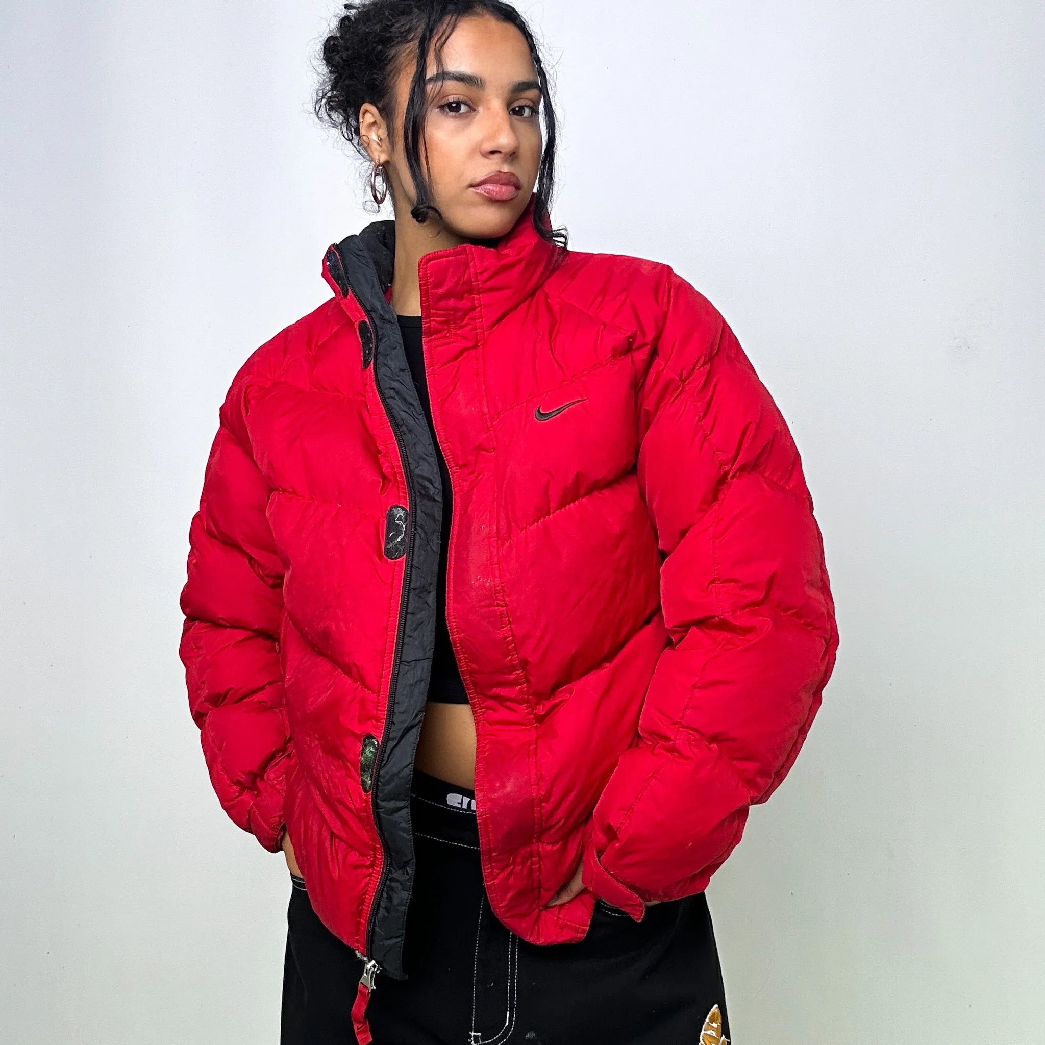 Red y2ks NIKE Puffer Jacket Coat (L)