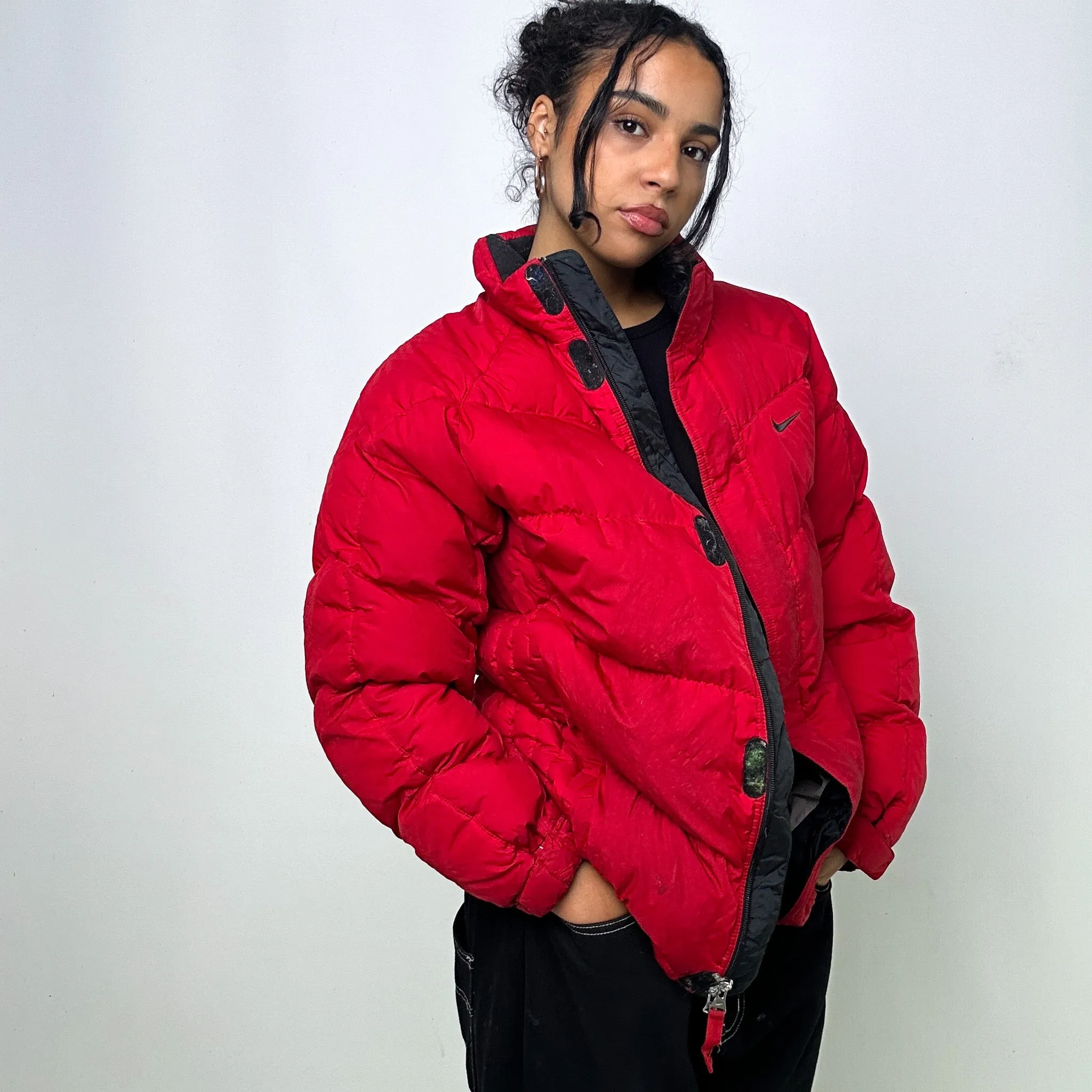 Red y2ks NIKE Puffer Jacket Coat (L)