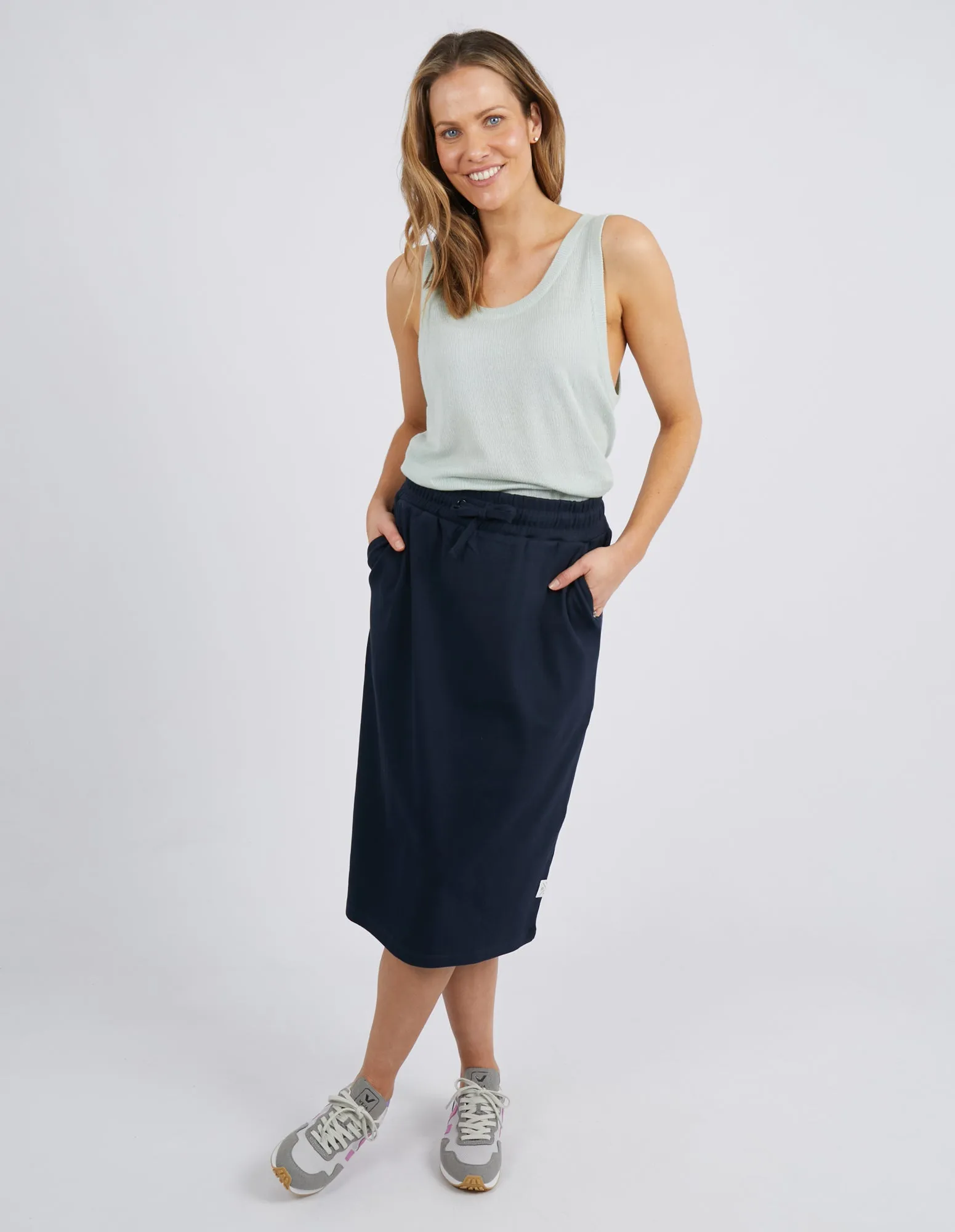 Rib Midi Skirt Dark Sapphire