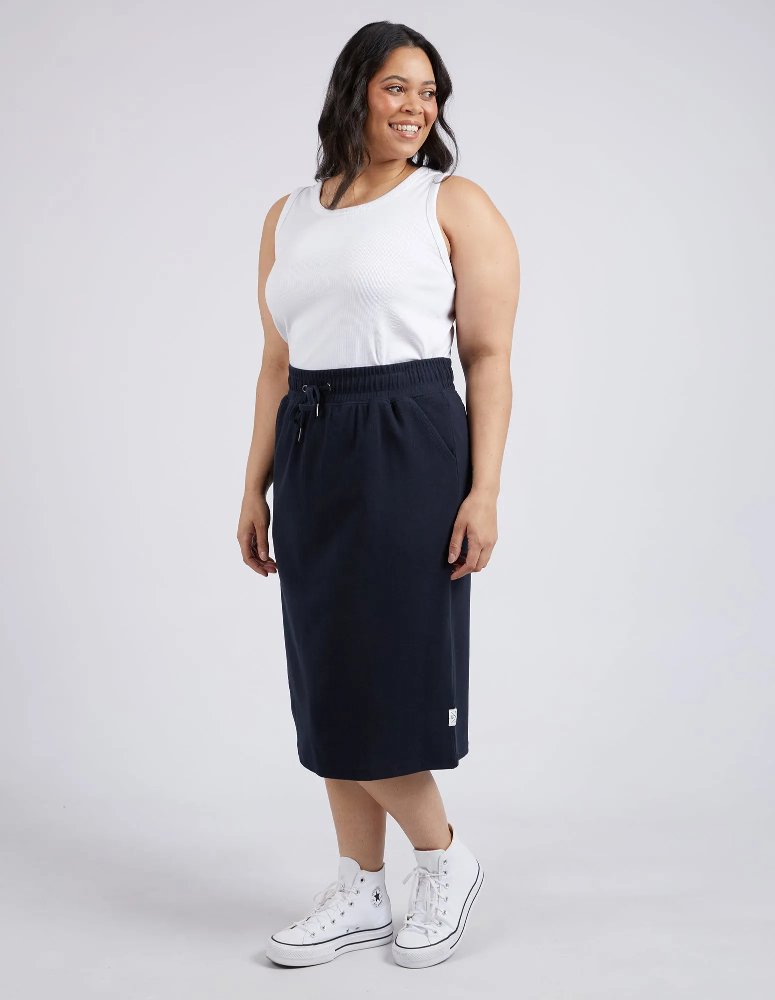 Rib Midi Skirt Dark Sapphire