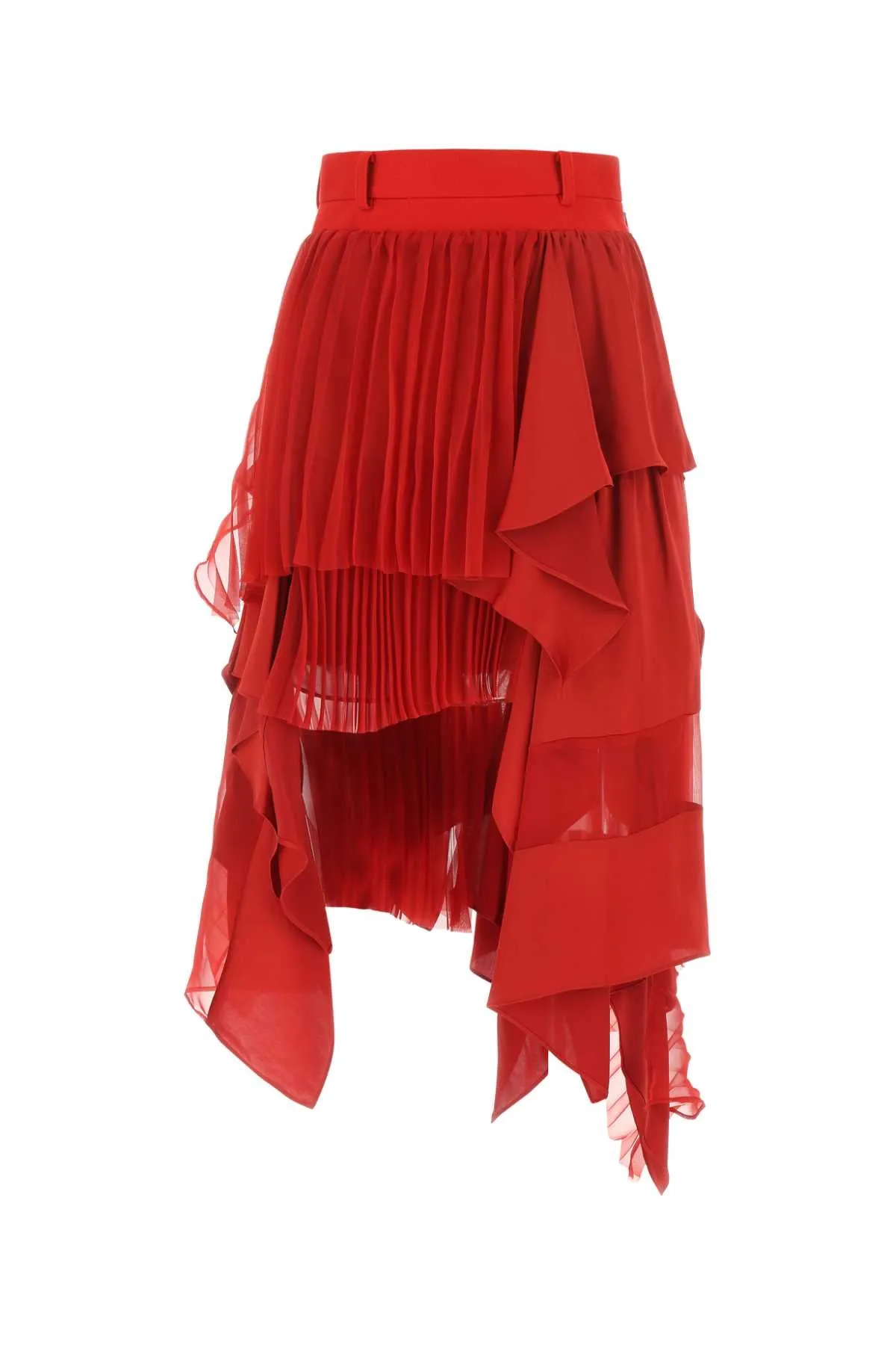 Sacai Red Crepe Skirt