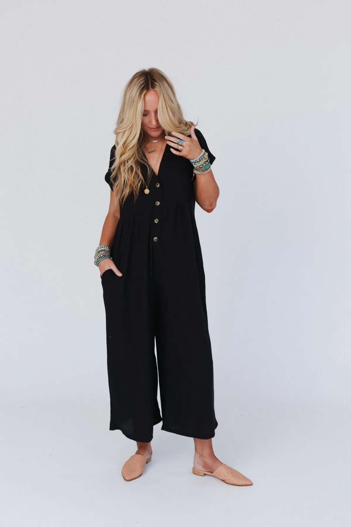 Sage and Wildflowers Jumpsuit - Black