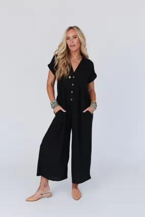 Sage and Wildflowers Jumpsuit - Black