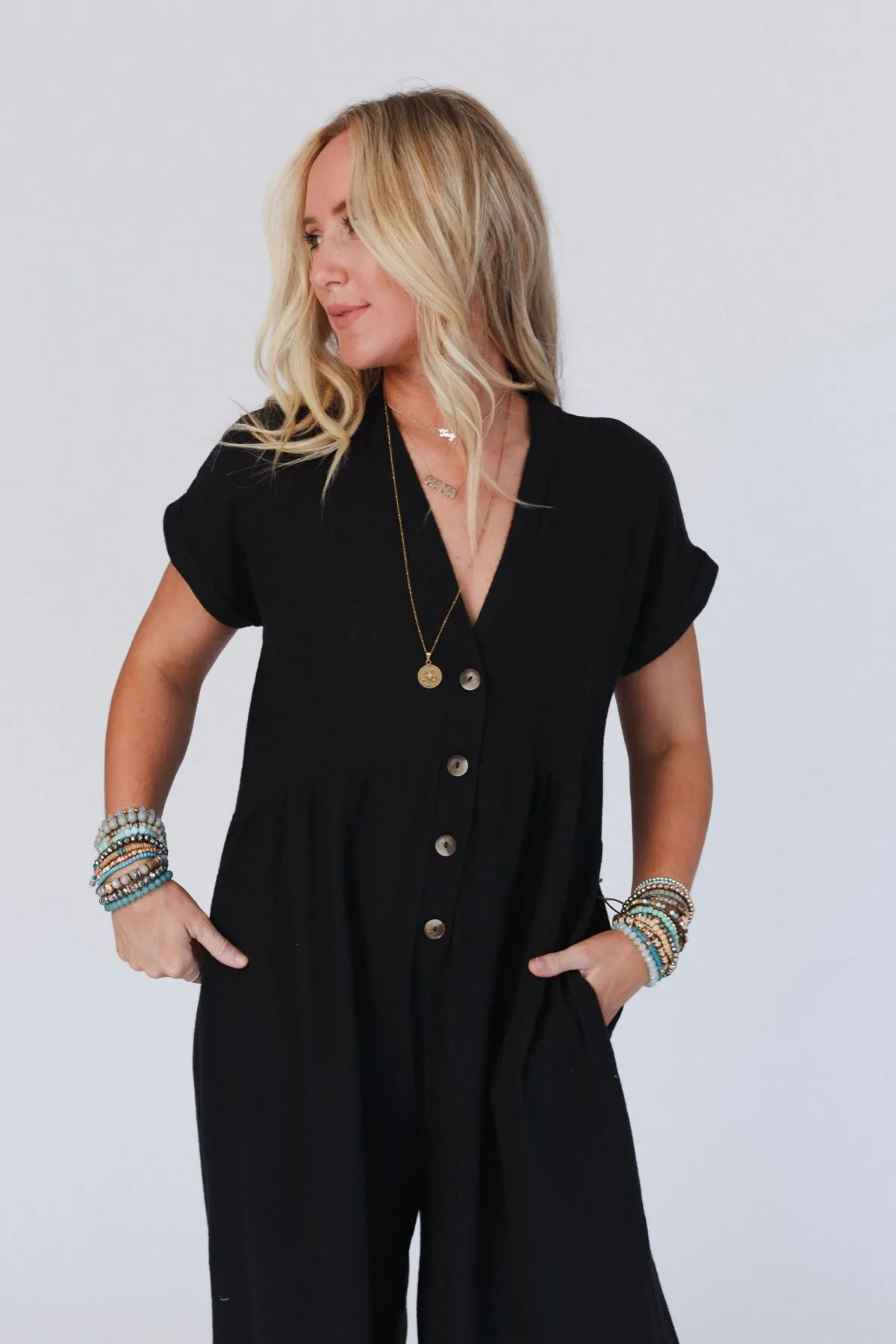 Sage and Wildflowers Jumpsuit - Black