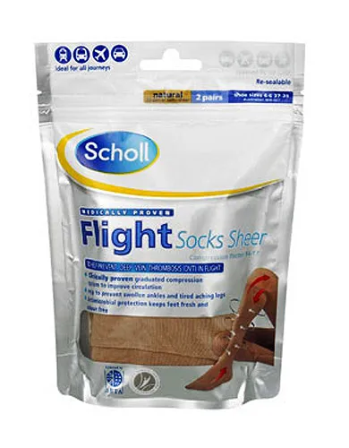 Scholl Semi-Sheer Soft Flight Socks 2PP Natural ()