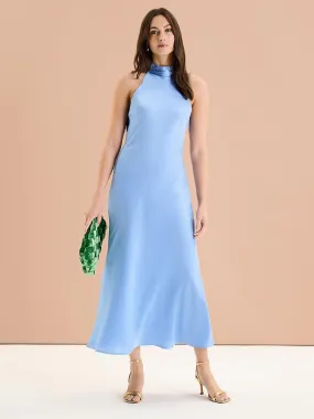 Seychelles Drape Back Detail Dress in Light Blue