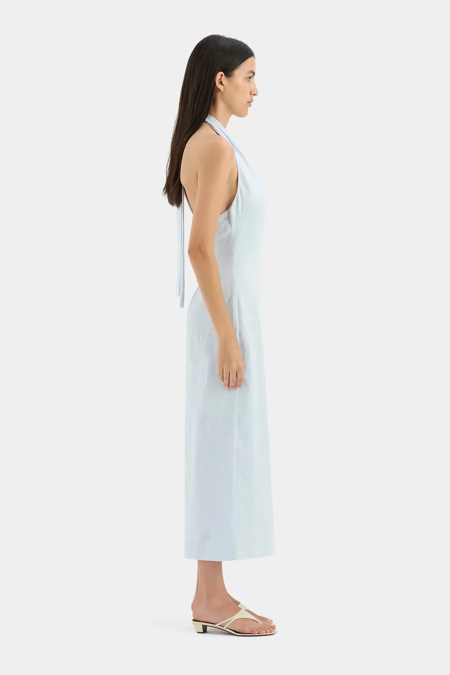 Sir Iris Halter Midi Dress in Light Blue