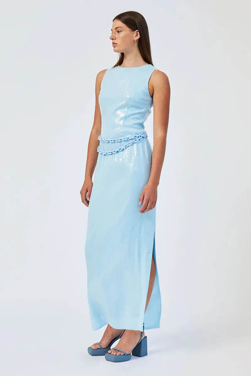 Suboo Luca Column Dress With Detachable Chain Belt Dress - Light Blue