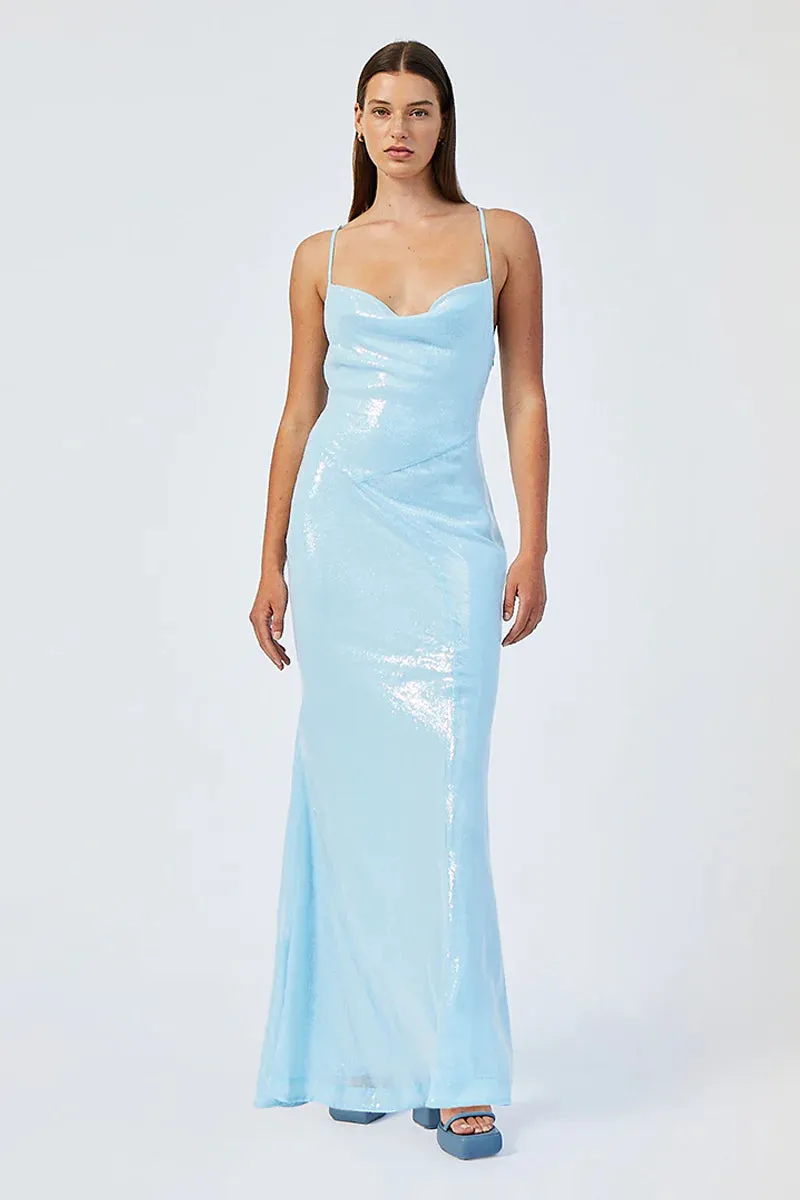 Suboo Luca Cowl Neck Maxi Dress - Light Blue