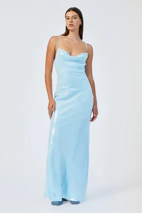 Suboo Luca Cowl Neck Maxi Dress - Light Blue