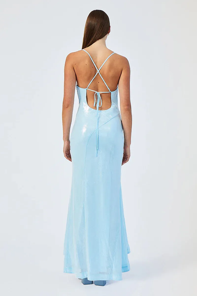 Suboo Luca Cowl Neck Maxi Dress - Light Blue