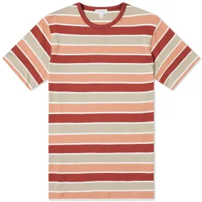 Sunspel Multi Stripe Classic T-ShirtBrick, Taupe, Clay & White