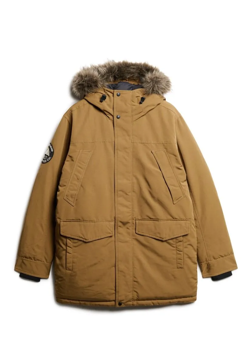 Superdry Everest Faux Fur Parka Jacket Kangaroo Brown