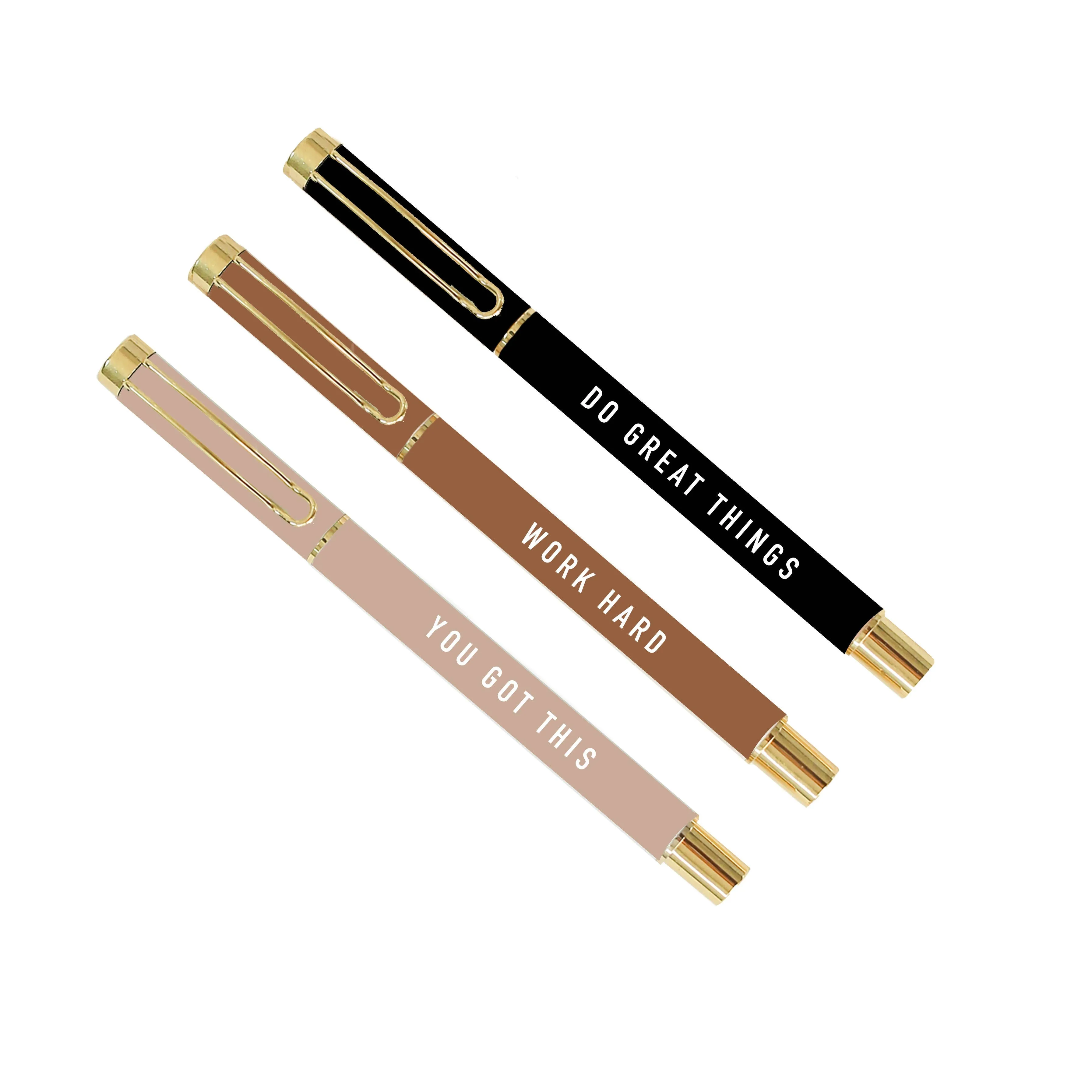 Sweet Water Decor - Motivational Metal Pen Set - Neutrals