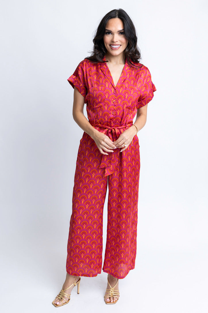 Vintage Fan Satin Jumpsuit