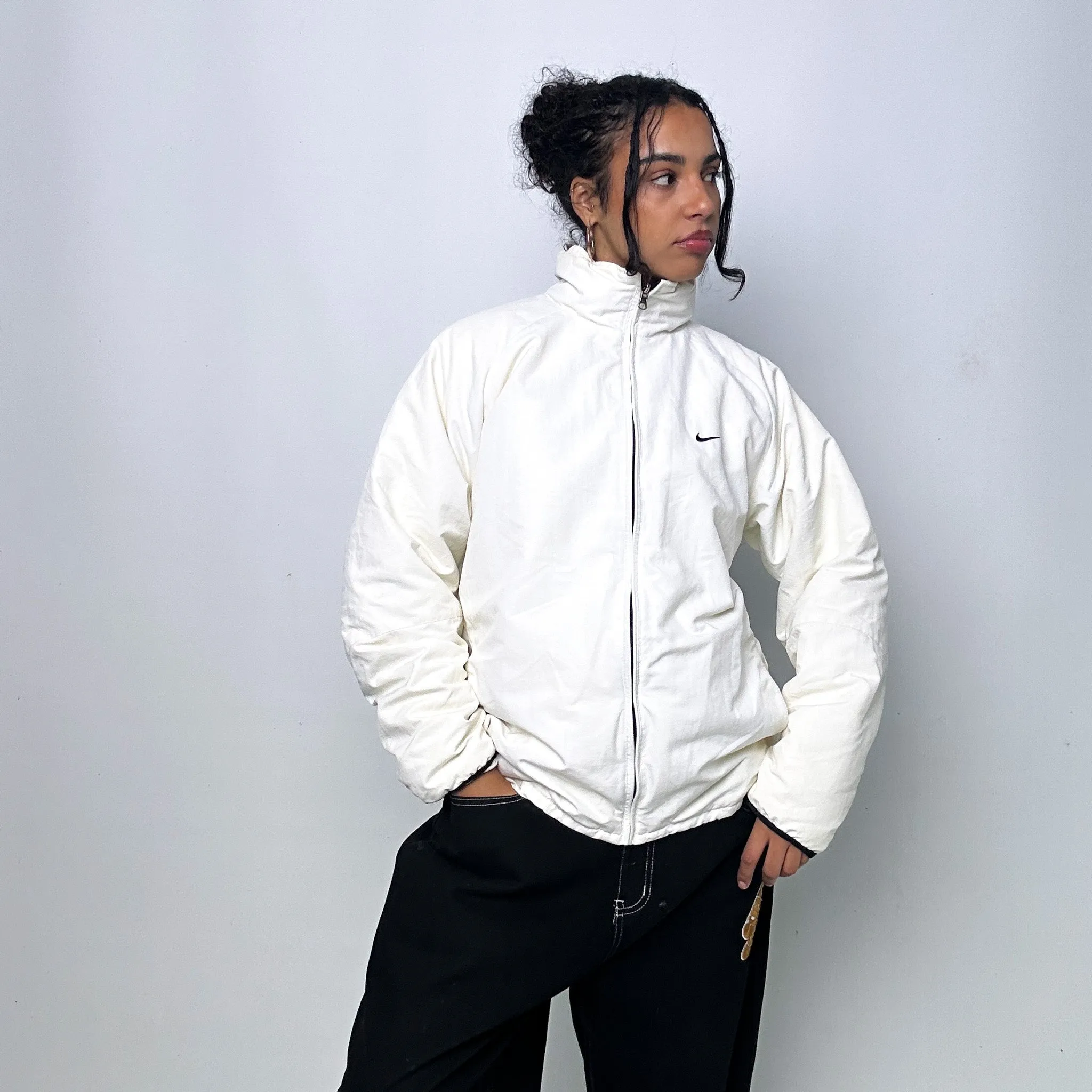 White y2ks NIKE Puffer Jacket Coat (L)